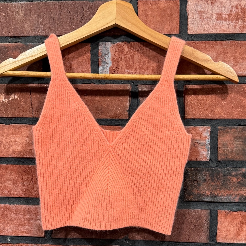 J. Crew Coral Ribbed Knit Crop Tank